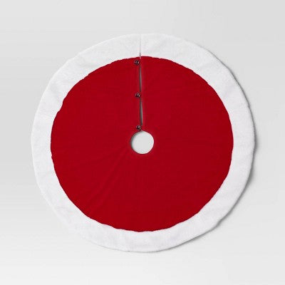  Christmas Plush With Fur Trim Tree Skirt Red And White - Wondershop™