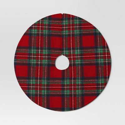  16" Christmas Dia Red/Green Plaid Mini Tree Skirt - Wondershop™