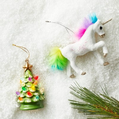  Lit Ceramic Retro Christmas Tree Ornament - Wondershop™