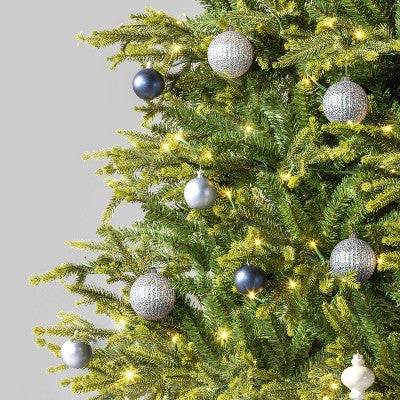  4ct 150mm Christmas Iridescent Glitter Ornament Set Sliver - Wondershop™