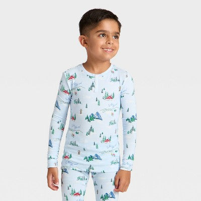  Toddler "Tis The Ski-son!" Cozy Knit Long Sleeve Shirt And Pants Holiday Matching Family Pajama Set - Wondershop™ Blue