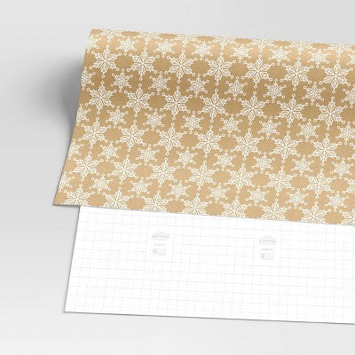  40" 125 Sq Ft Christmas Roll Wrap White Flakes On Brown Kraft - Wondershop™