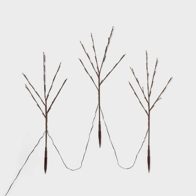  3ct LED Artificial Twig Christmas Stake Lights Warm White - Wondershop™: Birch Effect, 30" Height, Electric Powered Outdoor Pathway Decor