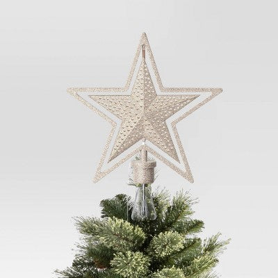  Christmas Lit Auto Rotating Star Tree Topper 5 Point Gold - Wondershop™