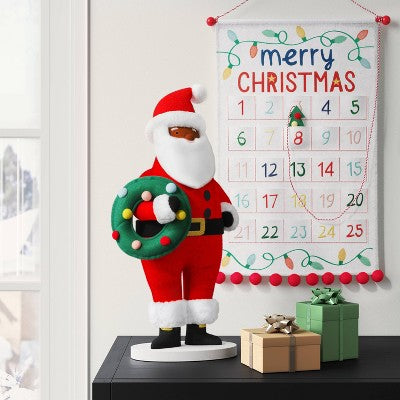  22" Fabric Santa Sculpture Holding Wreath - Wondershop™ Red/White