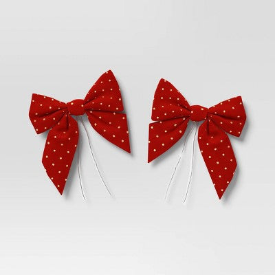  2ct Metallic Polka Dot Christmas Decorative Bow - Wondershop™