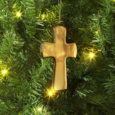  Christmas Ceramic Gold Cross Ornament - Wondershop™