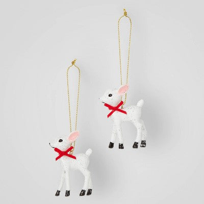  2ct Retro Small Deer Christmas Tree Ornament Set - Wondershop™