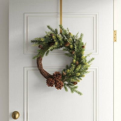  20" Mixed Greenery With Pinecones And Vine Artificial Christmas Wreath Green - Wondershop™