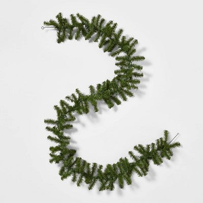  9' Pre-Lit Artificial Pine Bough Christmas Garland Green With Clear Lights - Wondershop™