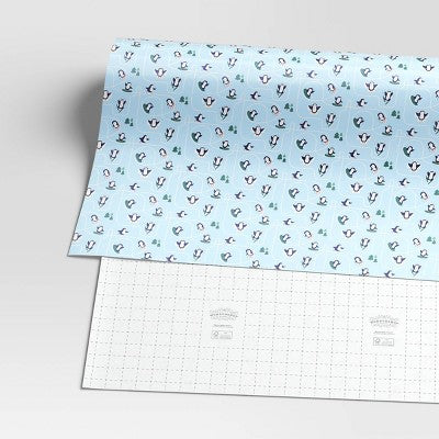  40" 125 Sq Ft Christmas Roll Wrap Playful Penguins On Blue  - Wondershop™