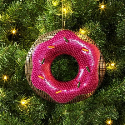  3" Christmas Fabric Disco Donut Ornament - Wondershop™
