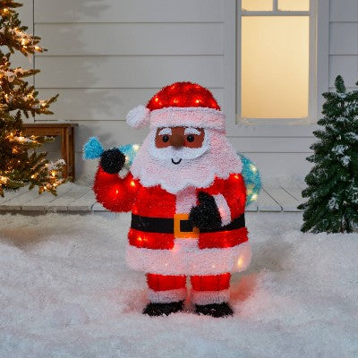  32" Tinsel Santa Christmas Novelty Sculpture Light With 4 Interchangeable Faces - Wondershop™