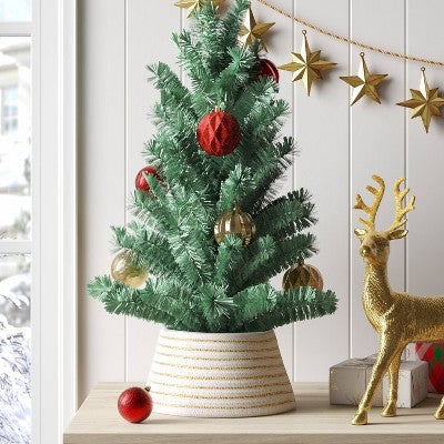  7" Christmas Wrap Mini Tree Collar White Gold - Wondershop™