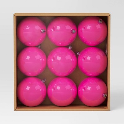  9ct 100mm Christmas Shatterproof Ornament Set Dark Hot Pink - Wondershop™