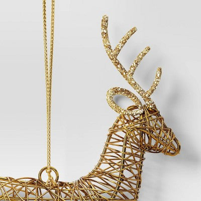  Christmas Wire Wrapped Reindeer Ornament Gold - Wondershop™