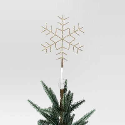  15.5" Pre-lit LED Metal Snowflake Christmas Tree Topper Champagne Gold With Warm White Lights - Wondershop™: Indoor Decor: Indoor Decor