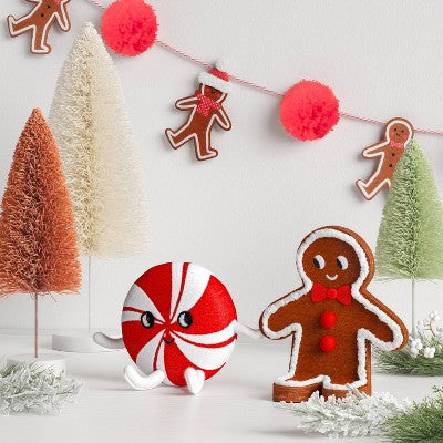  Christmas Felt Duo Figural Peppermint And Gingerbread Man - Wondershop™