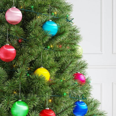  9ct 90mm Christmas Thread Wrapped Ornament Set Yellow/Pink/Green/Blue/Red - Wondershop™