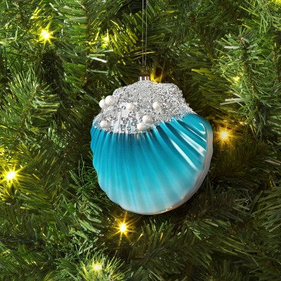  4.25" Christmas Plastic Scallop Ornament Aqua - Wondershop™