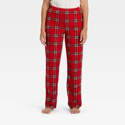  Women's Plaid Microfleece Holiday Matching Family Pajama Pants - Wondershop™ Red