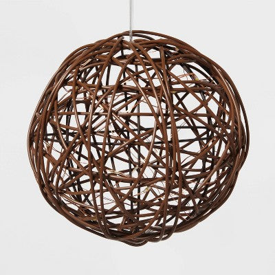  Battery Operated Brown Faux Rattan Sphere Fairy String Lights Warm White With Brown Wire - Wondershop™ 