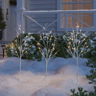  3pc LED Faux Birch Twig Christmas Novelty Sculpture Light Warm White - Wondershop™