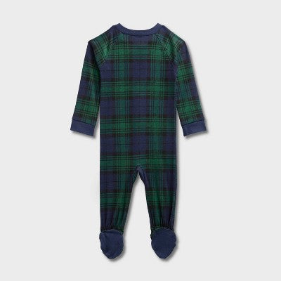  Baby Plaid Ribbed Holiday Matching Family Footed Pajamas - Wondershop™ Green