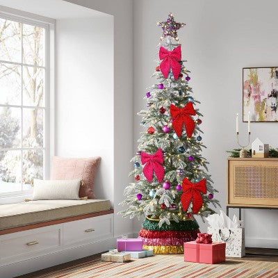  6.5" Christmas Tinsel Bow Ornament Red - Wondershop™