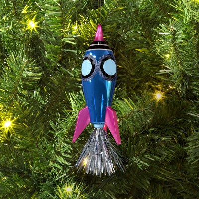  Christmas Glass Spaceship Ornament - Wondershop™