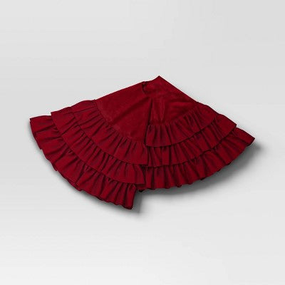 48" Velvet Tree Skirt With 3 Layers Of Ruffles - Wondershop™