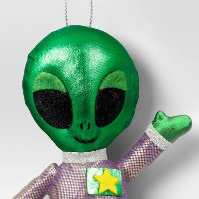  5.25" Christmas Fabric Metallic Alien Ornament - Wondershop™