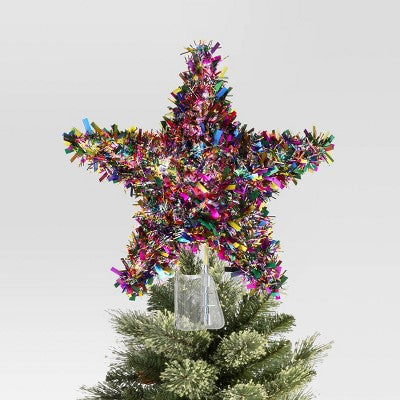  11" Lit-Led Multi Tinsel Star Twinkle Warm White Lights Christmas Tree Topper - Wondershop™