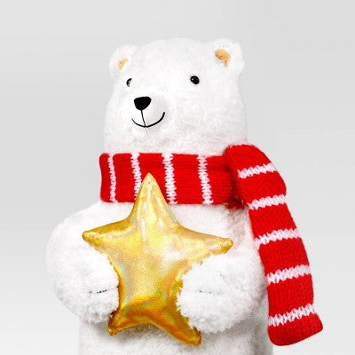  Christmas Plush Polar Bear With Star Decor - Wondershop™