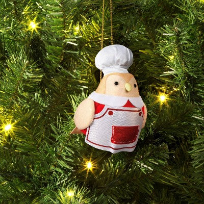 Christmas Fabric Chef Bird Ornament - Wondershop™