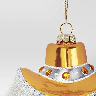  Christmas Glass Gold Cowboy Hat Ornament - Wondershop™