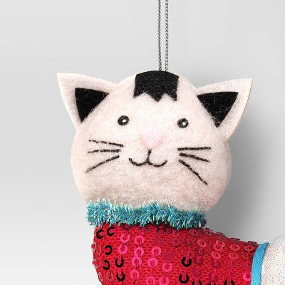  4" Christmas Sweater Cat Ornament - Wondershop™