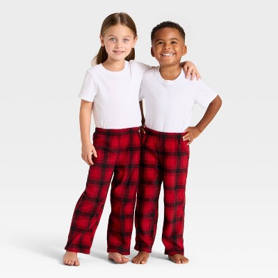  Toddler Plaid Microfleece Holiday Matching Family Pajama Pants - Wondershop™ Red/Black