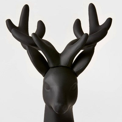  12" Plastic Sitting Deer Decorative Figurine Black - Wondershop™