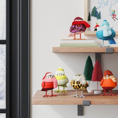  6pc Featherly Friends Fabric Bird Figurine Set - Wondershop™