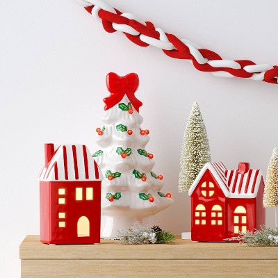  5" Christmas Lit Red Ceramic House Decor - Wondershop™
