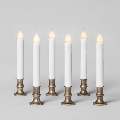  6ct Battery Operated LED Christmas Candolier Warm White With Brushed Silver Base - Wondershop™