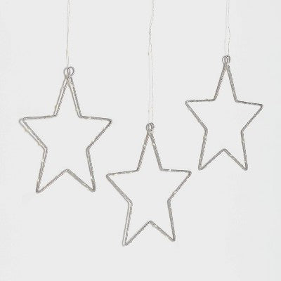  3pk 12in Lighted Window Curtain Stars Christmas Novelty Silhouette Lights Warm White - Wondershop™