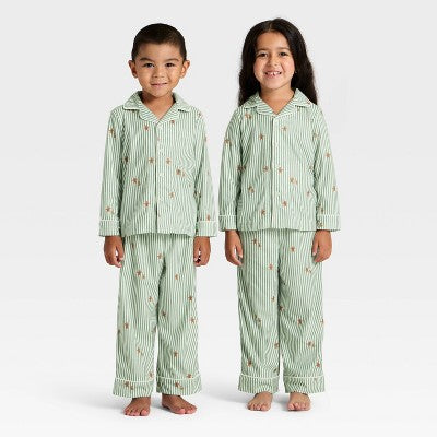  Toddler Gingerbread Striped Long Sleeve Shirt And Pants Holiday Matching Family Pajama Set - Wondershop™ Cream