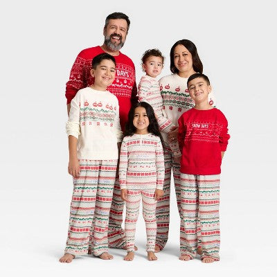  Baby "Let It Snow" Fair Isle Cozy Knit Holiday Matching Family Pajama Union Suit - Wondershop™ Cream