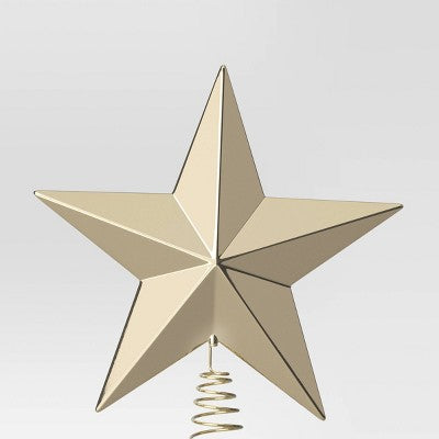  8.5" Unlit Plastic Shiny Gold 5 Point Star Christmas Tree Topper With Coil - Wondershop™