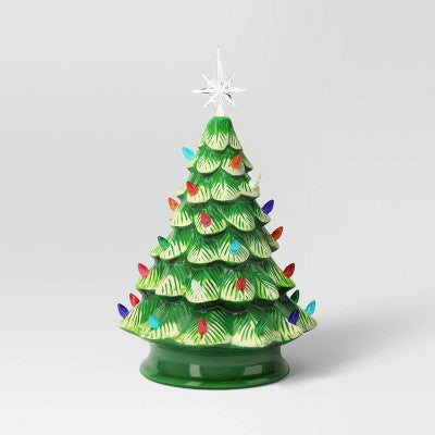  14.5" Battery Operated Lit Ceramic Christmas Tree - Wondershop™