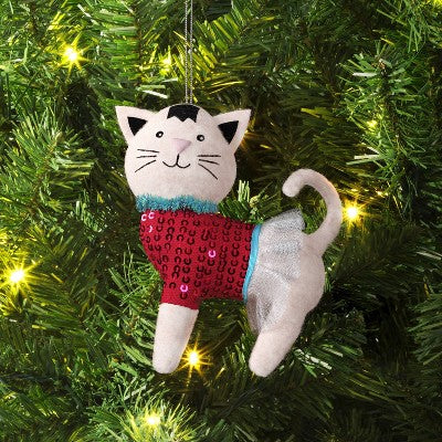  4" Christmas Sweater Cat Ornament - Wondershop™