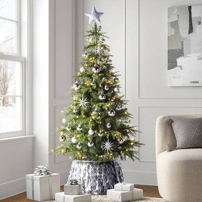  5.5' Pre-Lit Indexed Balsam Fir Artificial Christmas Tree With Twinkling White LED Lights - Wondershop™