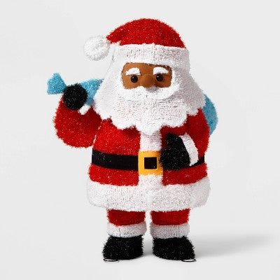  32" Tinsel Santa Christmas Novelty Sculpture Light With 4 Interchangeable Faces - Wondershop™